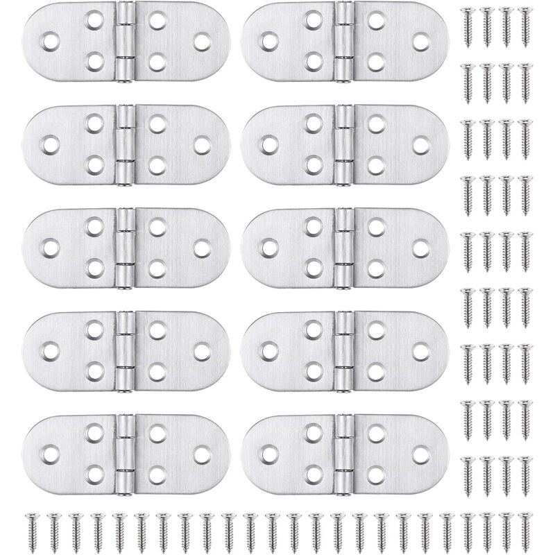 foto del prodotto bebusingoto 10 cerniere e viti in acciaio inox, facili da montare e resistenti, per tavoli pieghevoli, ante di armadi, boccaporti e finestre di