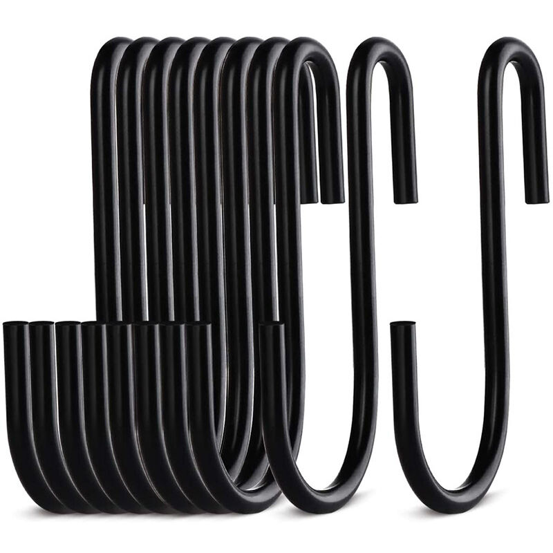 foto del prodotto bebusingoto 10 ganci a forma di s, neri, in metallo, per cucina, bagno, camera da letto, ufficio, 7824 mm 10 g 