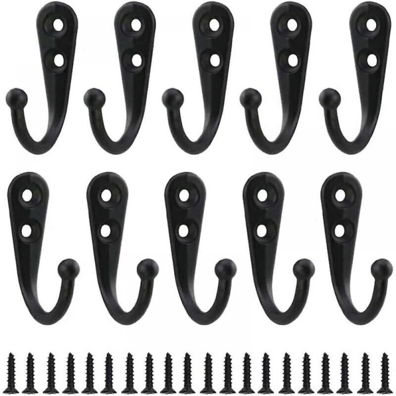 foto del prodotto bebusingoto 10 ganci appendiabiti retr in metallo nero, ganci da parete con vite singola, vintage, per mensole, cassetti, armadietti, bagno.