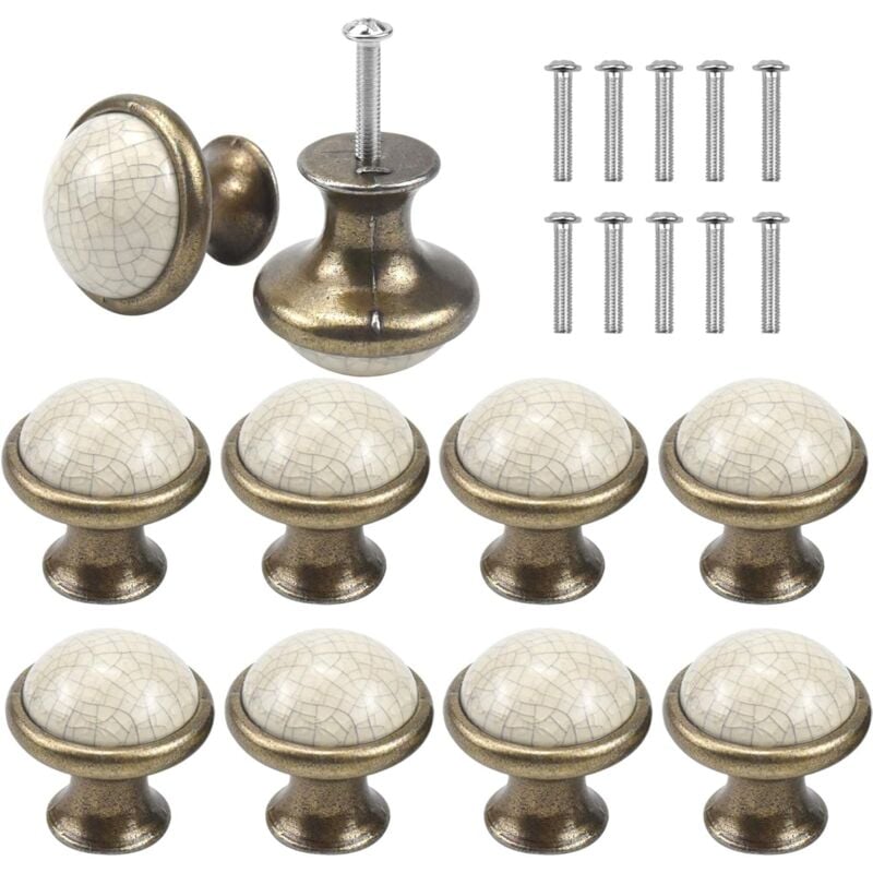 foto del prodotto bebusingoto 10 pezzi 34mm maniglie per porte e cassetti in ceramica rotonde, pomelli per mobili vintage per porte e armadi