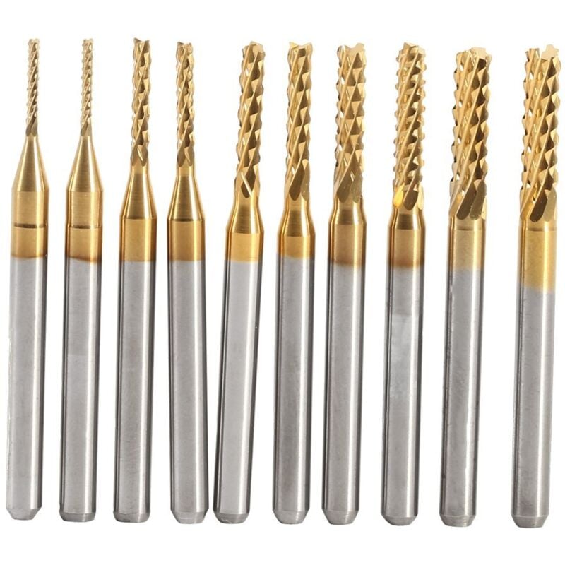 foto del prodotto bebusingoto 10 pezzi di punte per incisione in carburo cementato, utensili per trapano per intaglio, fresa terminale da 0,8 a 3,17 mm