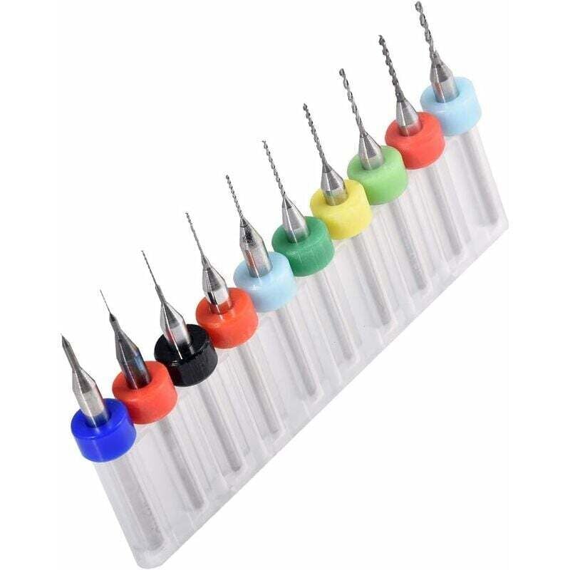 foto del prodotto bebusingoto 10 pezzi mini punte da trapano per pcb 0,1 1,0 mm, punte da trapano micro in carburo con scanalatura a spirale, utensili rotanti per