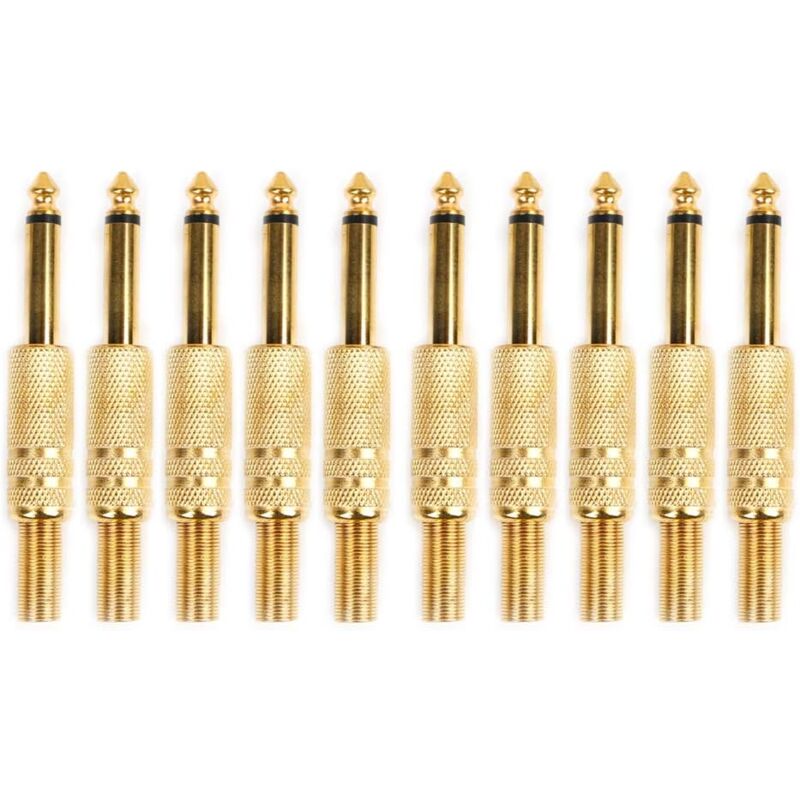 foto del prodotto bebusingoto 10 pezzi placcati in oro 6,35 mm maschio 1 4 mono jack spina connettore audio saldatura