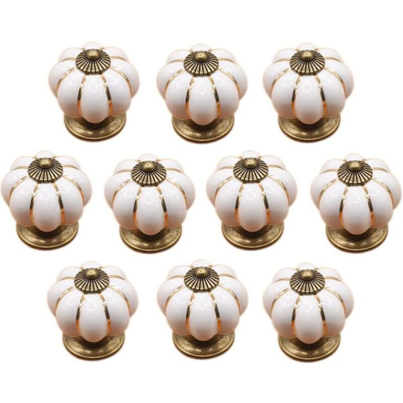 foto del prodotto bebusingoto 10 pomelli in ceramica a forma di zucca per cassetti, mobili e armadietti della cucina bianco, 40 mm 
