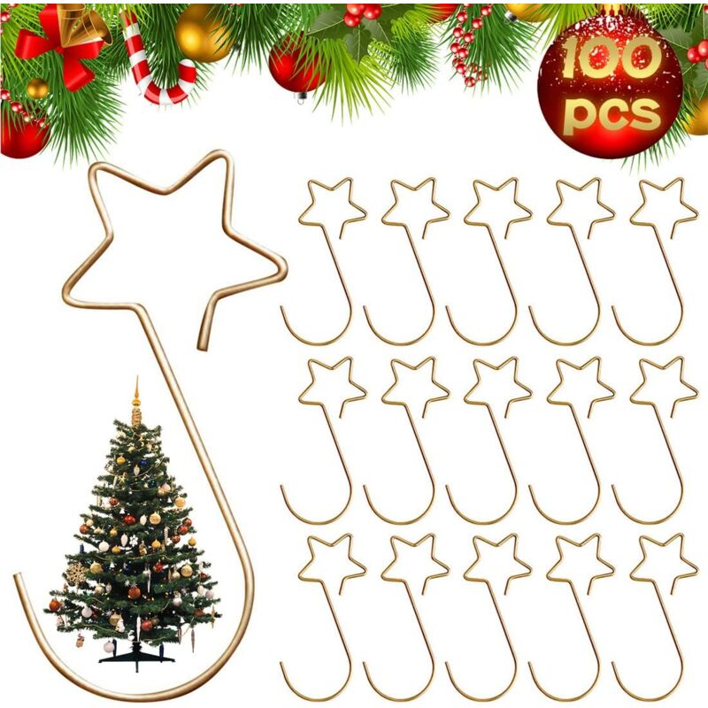 foto del prodotto bebusingoto 100 ganci a forma di s per decorazioni natalizie, a forma di stella, piccoli ganci metallici per appendere.