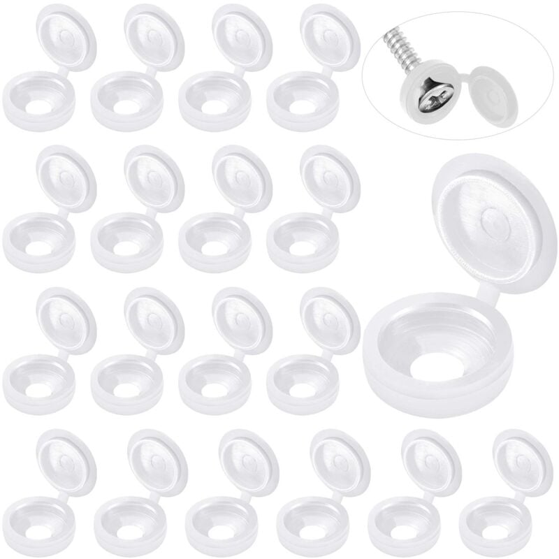 foto del prodotto bebusingoto 100 pezzi copriviti con cerniera copriviti in plastica copriviti piegati copriviti con rondella copriviti flip top bianco, s 