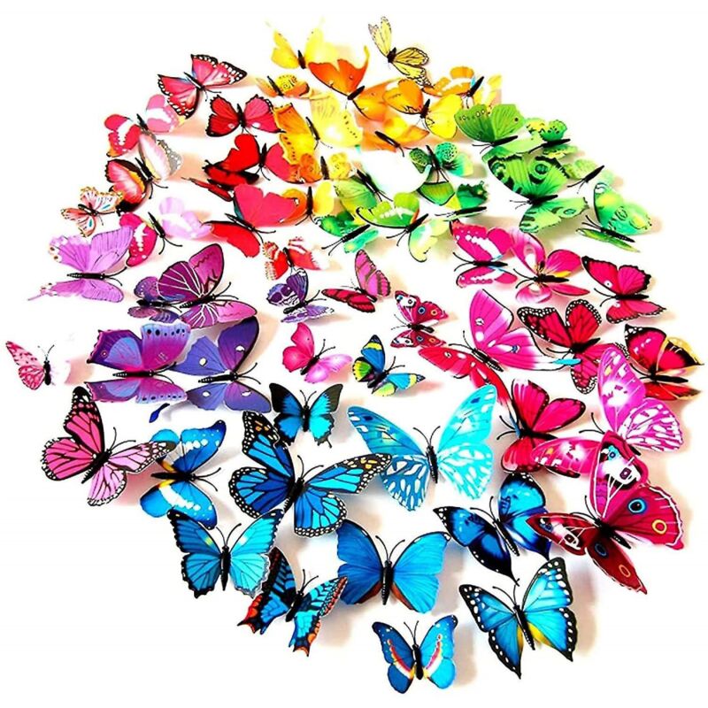 foto del prodotto bebusingoto 108 adesivi murali a farfalla 3d, decorazioni a farfalla