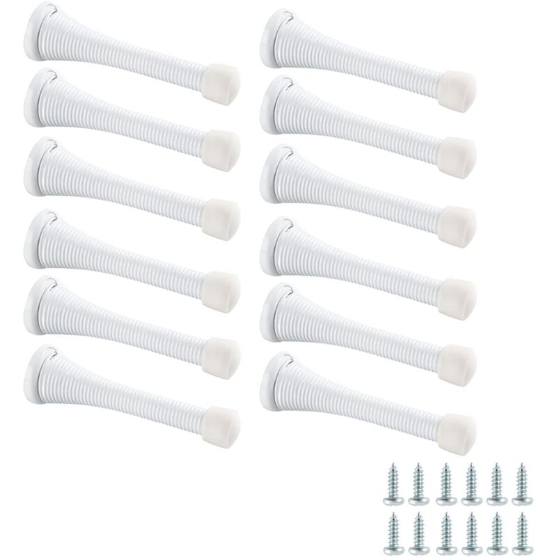foto del prodotto bebusingoto 12 pezzi, con viti, bianco, fermaporta a molla, fermaporta manuale anti pizzicamento per la sicurezza dei bambini, porta superiore,