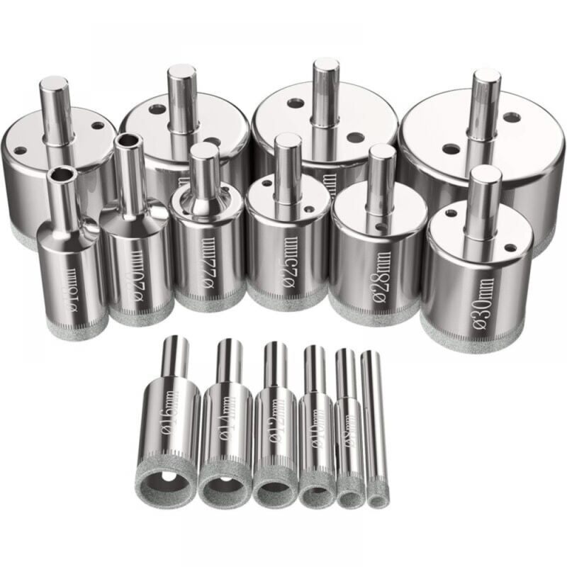 foto del prodotto bebusingoto 16 pezzi seghe a tazza, punta da trapano diamantata sega a tazza 6 50 mm utensili per foratura del vetro kit seghe a tazza per acciaio al