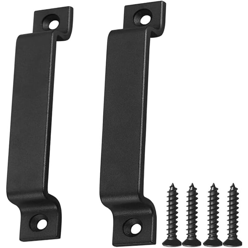 foto del prodotto bebusingoto 160 mm nero, maniglia per porta del fienile maniglia per porta in acciaio nero massiccio include una vite