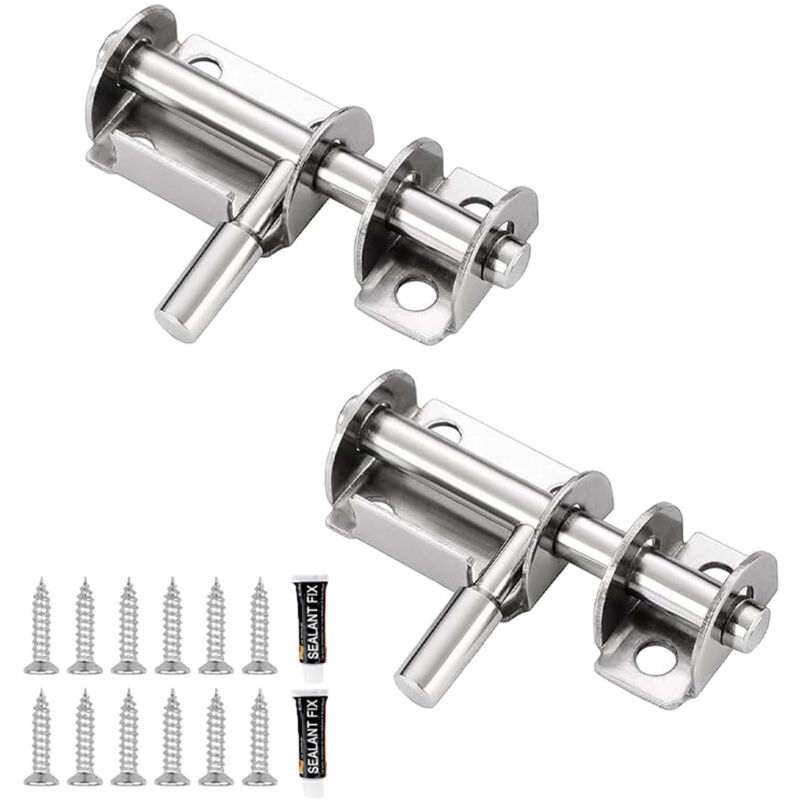 foto del prodotto bebusingoto 2 pezzi, argento serrature per porte in acciaio inossidabile con viti, bulloni scorrevoli per bagno, toilette, giardino e capannone