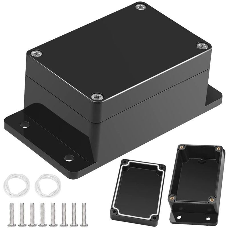 foto del prodotto bebusingoto 2 scatole di giunzione elettriche impermeabili in plastica nera per dispositivi elettronici, scatola di giunzione per cavi fai da te