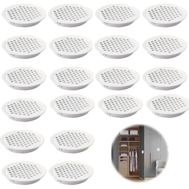 foto del prodotto bebusingoto 20 pezzi griglia di ventilazione rotonda bianca in acciaio inossidabile per mobili da cucina griglia di ventilazione da 35 mm per