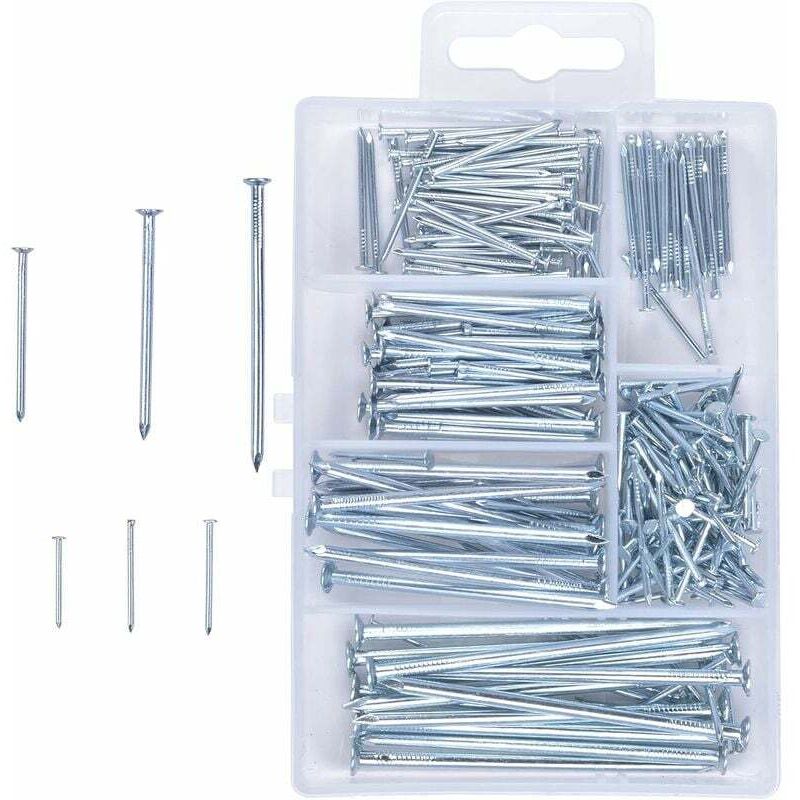 foto del prodotto bebusingoto 280 pezzi assortimento di chiodi chiodi zincati a testa piatta chiodi per ferramenta per foto, legno e chiodi assortiti modou