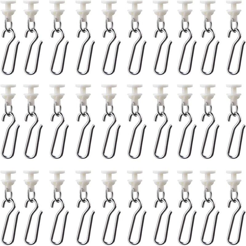 foto del prodotto bebusingoto 30 ganci scorrevoli per binario per tende con 30 ganci in metallo per binario per tende decorativo per porte beige 