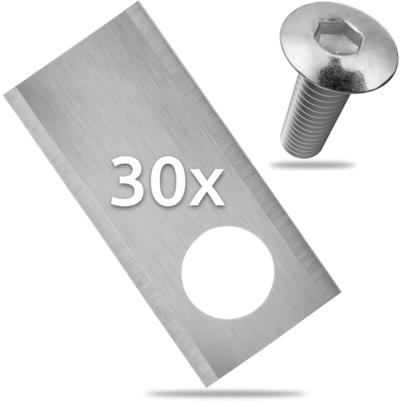 foto del prodotto bebusingoto 30 lame di ricambio di qualit 39,2 x 17,5 mm, argento lame per tosaerba da giardino compatibili con i modelli compa