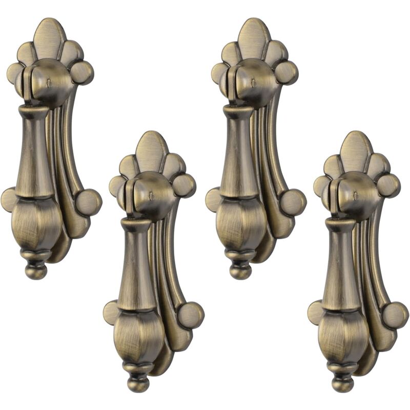 foto del prodotto bebusingoto 4 maniglie decorative per cassetti con foro singolo in bronzo intagliato in lega di zinco vintage per porte di armadietti