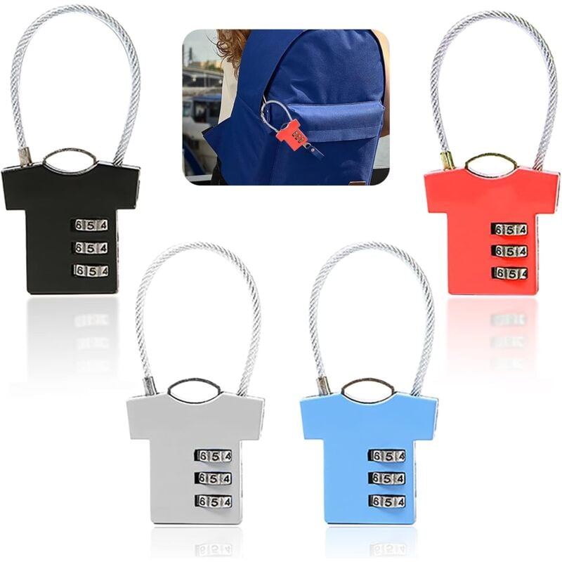 foto del prodotto bebusingoto 4 pezzi, colore lucchetto a combinazione a 3 cifre, lucchetto per valigie, lucchetto per magliette, adatto per borse da viaggio,