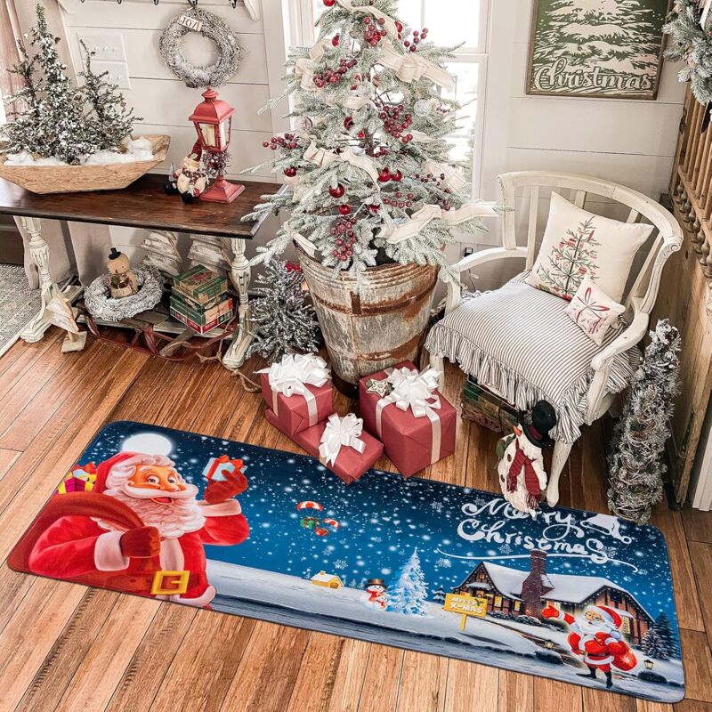 foto del prodotto bebusingoto 45 x 120 cm tappeti natalizi per corridoio, decorazioni natalizie per cucina, ufficio, camera da letto, soggiorno, antiscivolo.