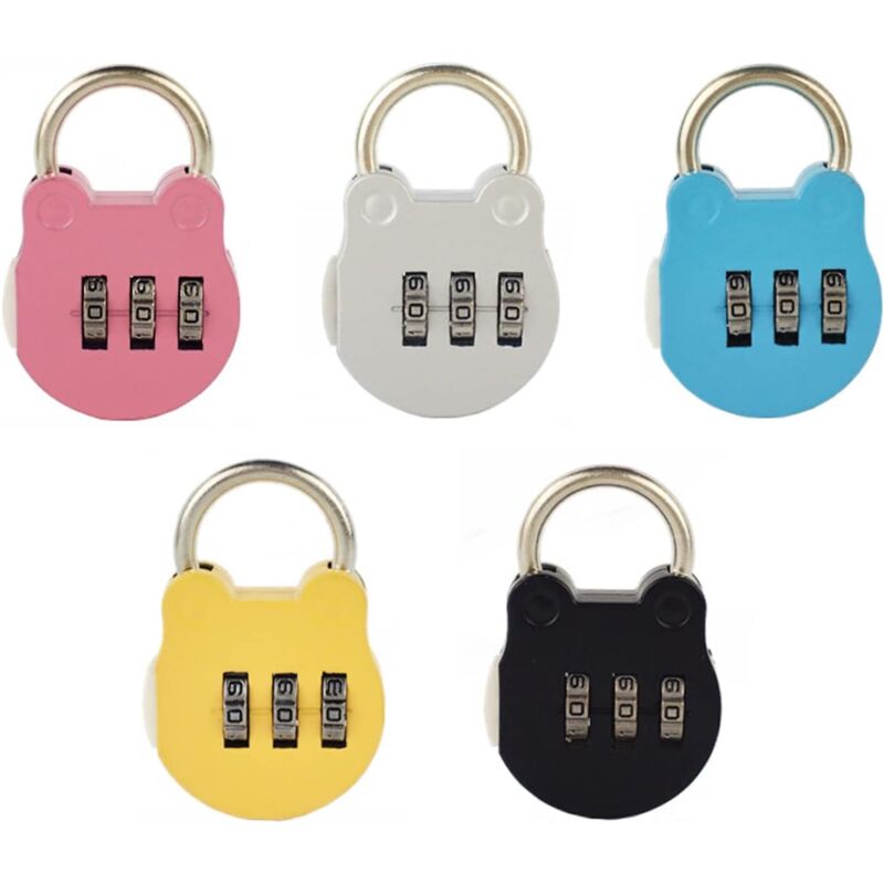 foto del prodotto bebusingoto 5 colori, 5 pezzi mini lucchetto a forma di cartone animato, piccolo lucchetto per armadietto, lucchetto colorato, lucchetto a
