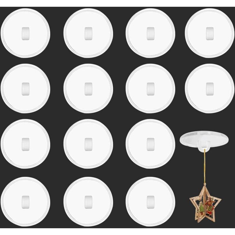 foto del prodotto bebusingoto - 50 ganci trasparenti autoadesivi per soffitto, diametro 2 cm, in plastica, non richiedono fori, per appendere zanzariere.