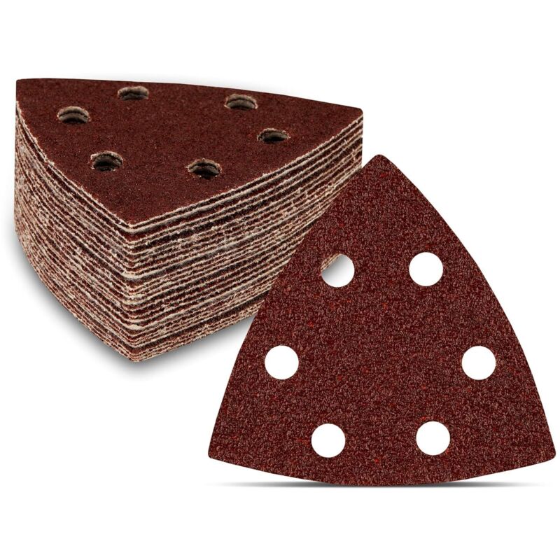 foto del prodotto bebusingoto 50 pezzi triangoli abrasivi a 6 fori 93 x 93 x 93 mm grana 40 per levigatrici a delta fogli abrasivi e carta vetrata