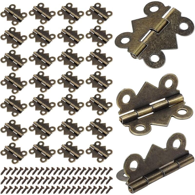 foto del prodotto bebusingoto 50pz 25x20mm piccole mini cerniere cerniere pieghevoli a farfalla cerniere per mobili in bronzo antico per porte e armadi