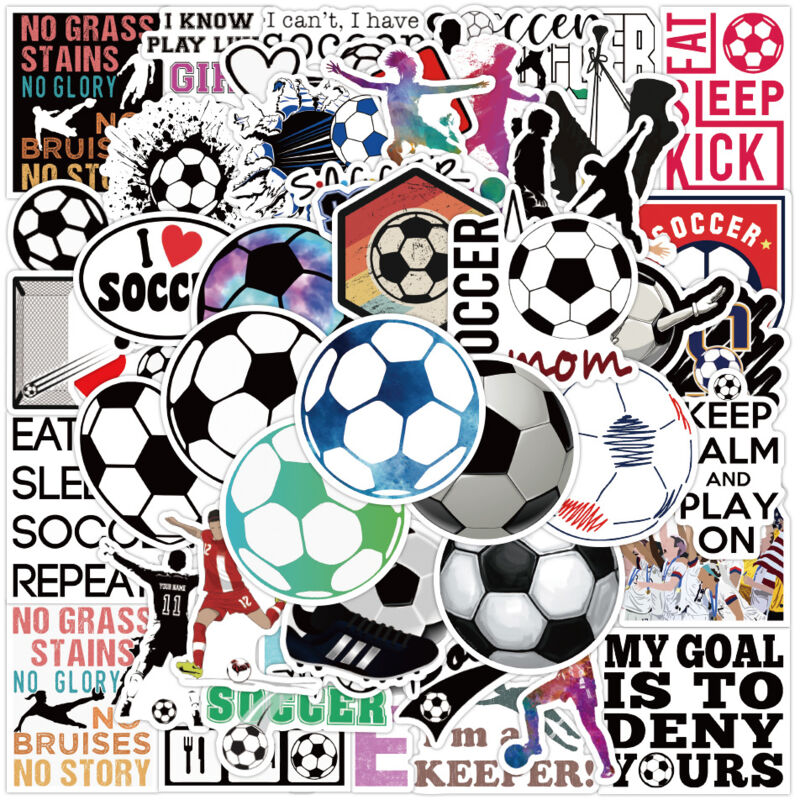 foto del prodotto bebusingoto adesivi da calcio 50 adesivi in vinile con tema calcio per bambini, adolescenti e ragazze, esteticamente perfetti, unici e durevoli.