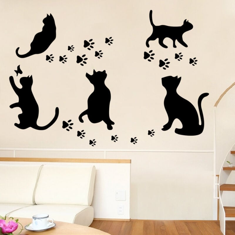 foto del prodotto bebusingoto adesivi da parete a forma di gatto nero paw patrol party, decorazione da parete a farfalla, carta da parati in vinile rimovibile per
