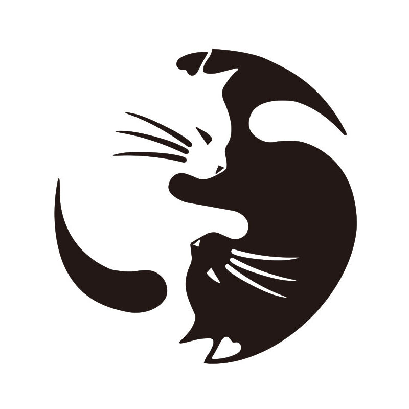 foto del prodotto bebusingoto adesivi in vinile per auto, parete e laptop con scritta yin yang cats e scritta cat lover , set da 2 pezzi