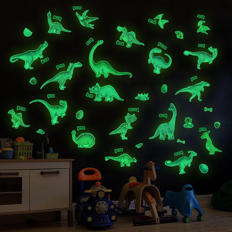 foto del prodotto bebusingoto adesivi murali a forma di dinosauro fosforescente, adesivi luminosi per soffitti, decorazioni per la cameretta dei ragazzi, grandi