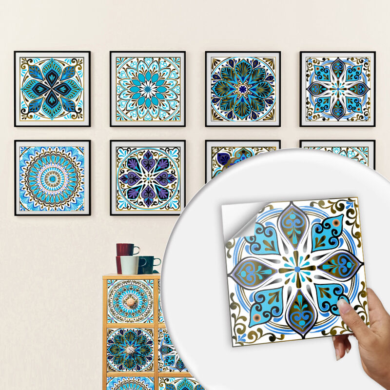 foto del prodotto bebusingoto adesivi per piastrelle da bagno e cucina 10 pezzi 15x15 cm adesivi murali in pvc impermeabile, piastrelle in cemento a mosaico