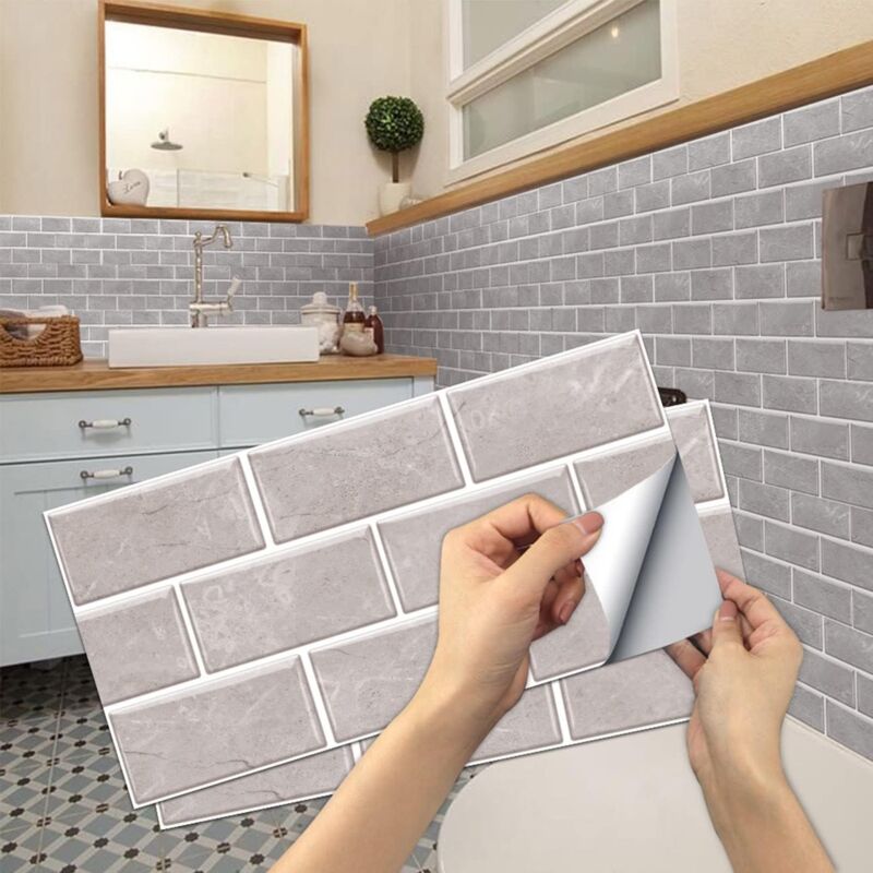 foto del prodotto bebusingoto adesivi per piastrelle da cucina, 12 pezzi adesivi per piastrelle autoadesivi, adesivi per piastrelle in pvc impermeabili, adesivi per