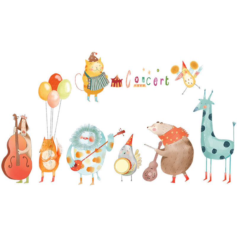 foto del prodotto bebusingoto - adesivo da parete con animali da concerto, per cameretta dei bambini, decorazione per cameretta dei bambini, asilo nido e scuola materna.