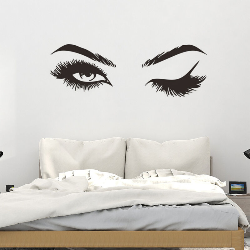 foto del prodotto bebusingoto adesivo da parete con ciglia, rimovibile, con occhi, decorazione da parete, lettere artistiche per la casa, la camera da letto, il