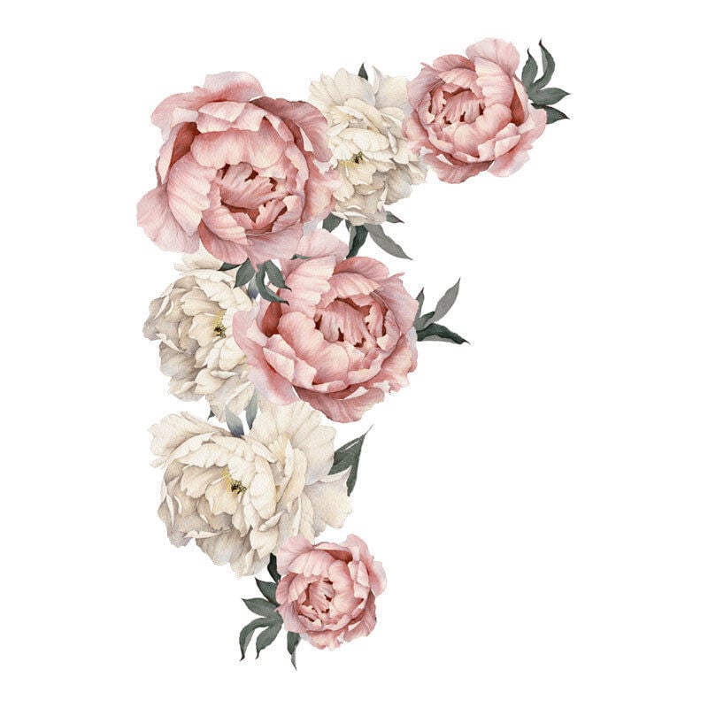 foto del prodotto bebusingoto adesivo da parete con fiori di peonia adesivo da parete con peonie floreali