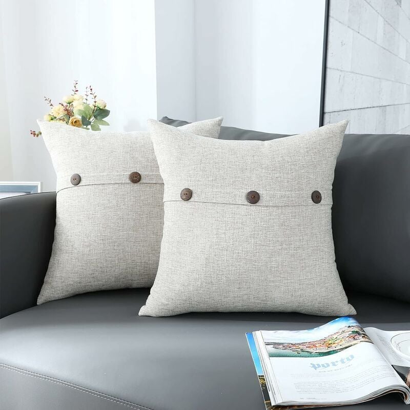 foto del prodotto bebusingoto altri set di federe per cuscini decorativi natalizi, 45x45 cm, con bottoni decorativi in stile fattoria, per la casa, soggiorno, camera