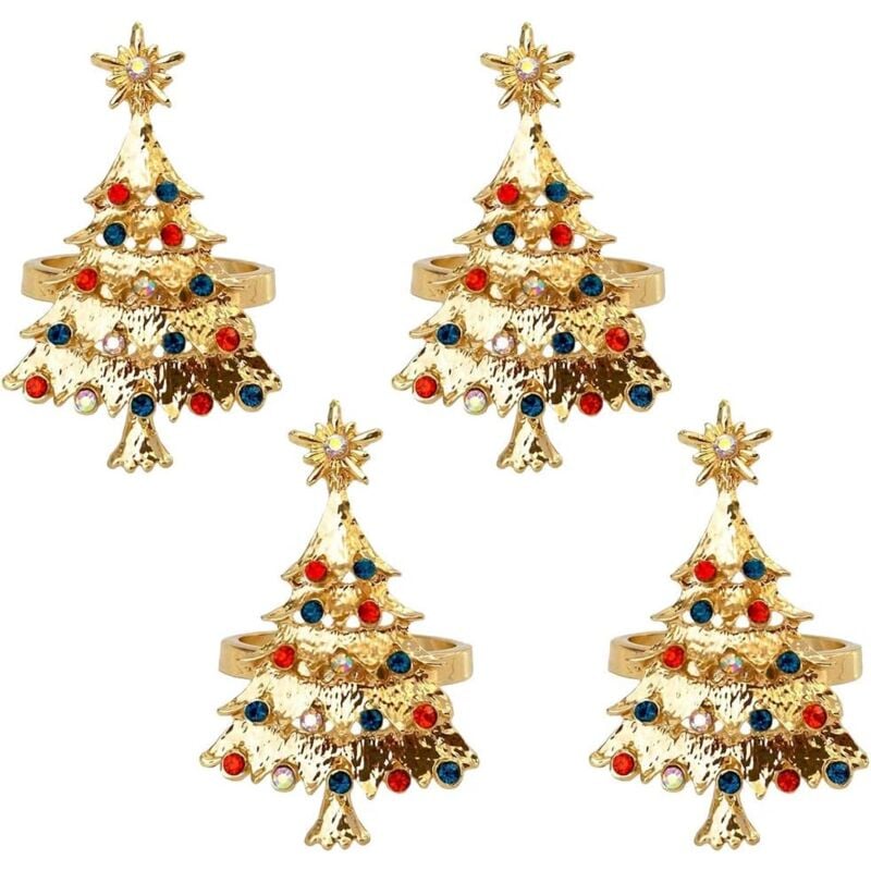 foto del prodotto bebusingoto - anelli per tovaglioli, anelli per tovaglioli natalizi, anelli per tovaglioli a forma di albero di natale, anelli per tovaglioli a forma