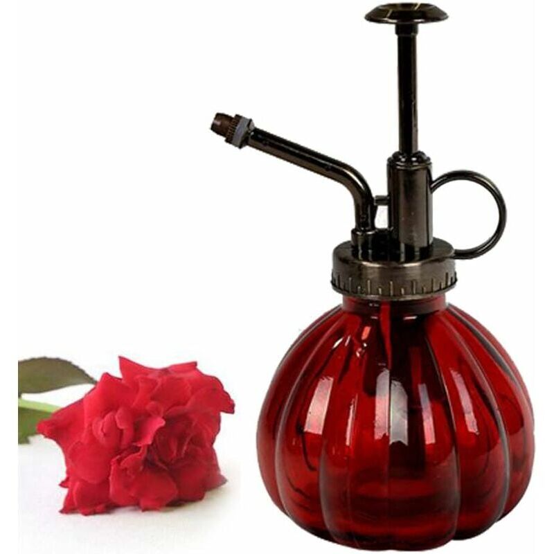 foto del prodotto bebusingoto annaffiatoio vintage in vetro e ottone con nebulizzatore e pompa in alto per bonsai, stile retr , 8x9x16 cm, rosso
