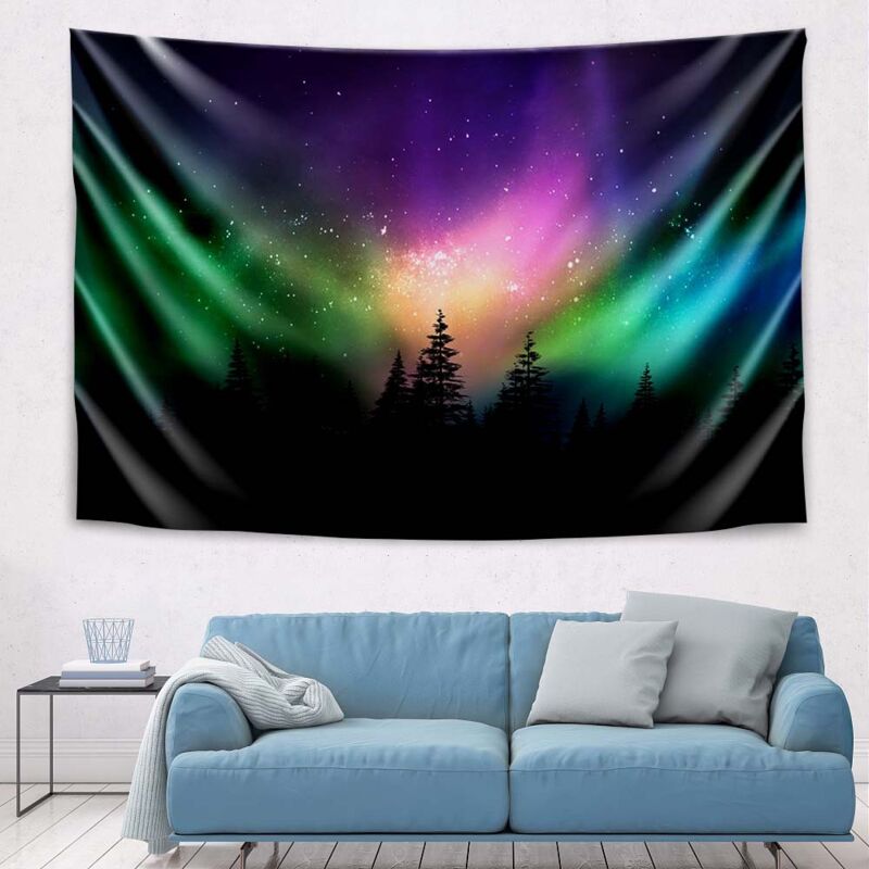 foto del prodotto bebusingoto arazzo aurora boreale, arazzo da parete aurora boreale, grande arazzo psichedelico, decorazione per camera da letto, soggiorno,