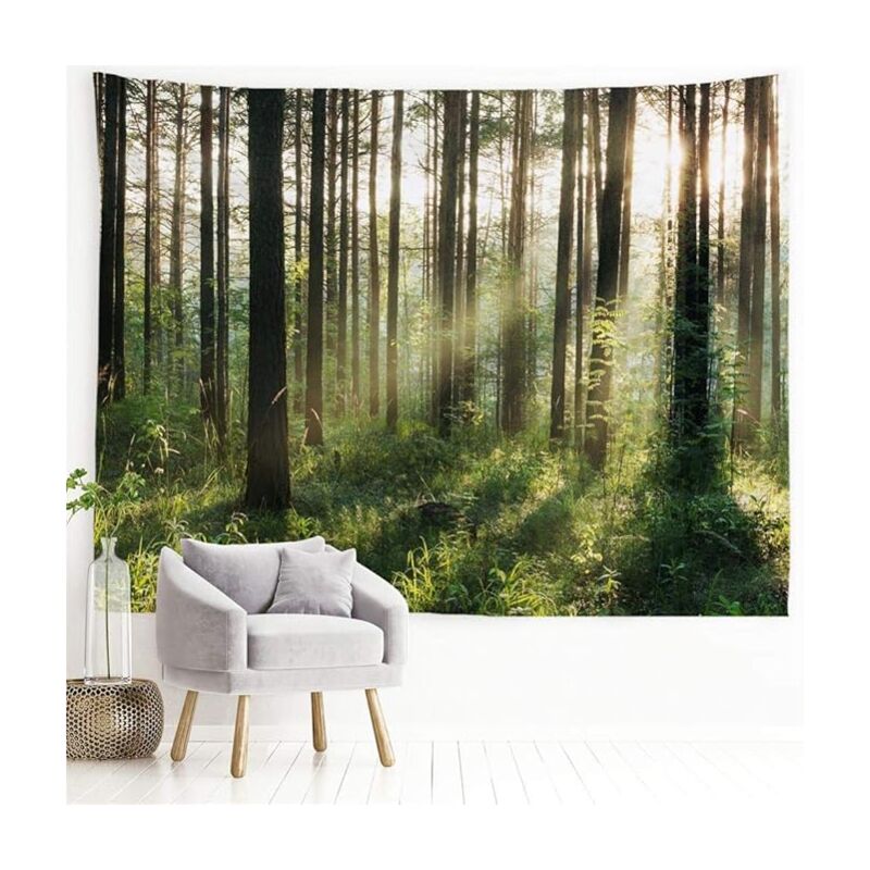 foto del prodotto bebusingoto arazzo con albero della foresta per camera da letto e soggiorno, 152,4 x 139,4 cm