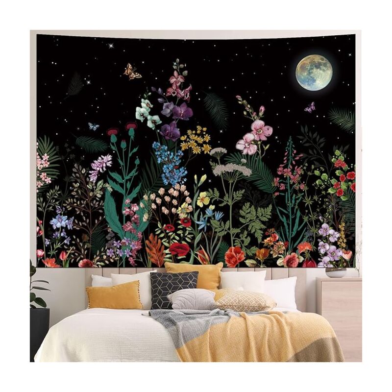 foto del prodotto bebusingoto arazzo con fiori e piante per decorare la parete della camera da letto