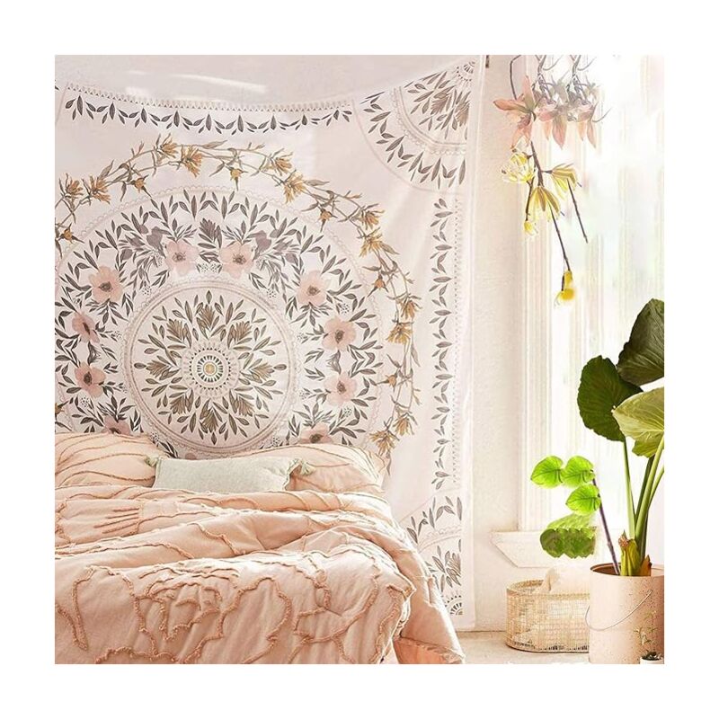 foto del prodotto bebusingoto arazzo da parete con medaglione floreale, stile boh mien, mandala indiano, dipinto murale per camera da letto, soggiorno, dormitorio,