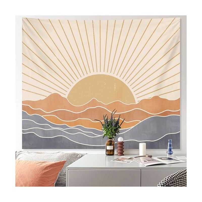 foto del prodotto bebusingoto arazzo estetico per camera da letto, arazzo arcobaleno retr boh mien anni 70 per soggiorno, arazzo vintage hippie con tramonto sul
