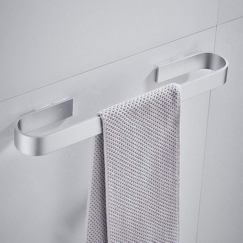 foto del prodotto bebusingoto argento, 40cm portasciugamani da parete senza foratura, barre in acciaio inox, portasciugamani da bagno, appendiabiti, portasciugamani