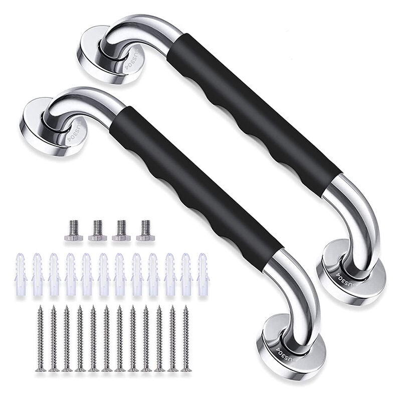 foto del prodotto bebusingoto barra di sostegno per wc, set da 2 barre di sostegno antiscivolo per il bagno da 30 cm, maniglia di supporto per doccia in acciaio