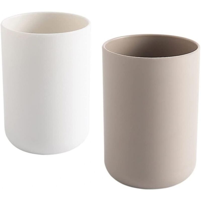 foto del prodotto bebusingoto bicchieri portaspazzolino, portaspazzolino da bagno, tazza, bicchiere di plastica da 300 ml bianco e marrone 