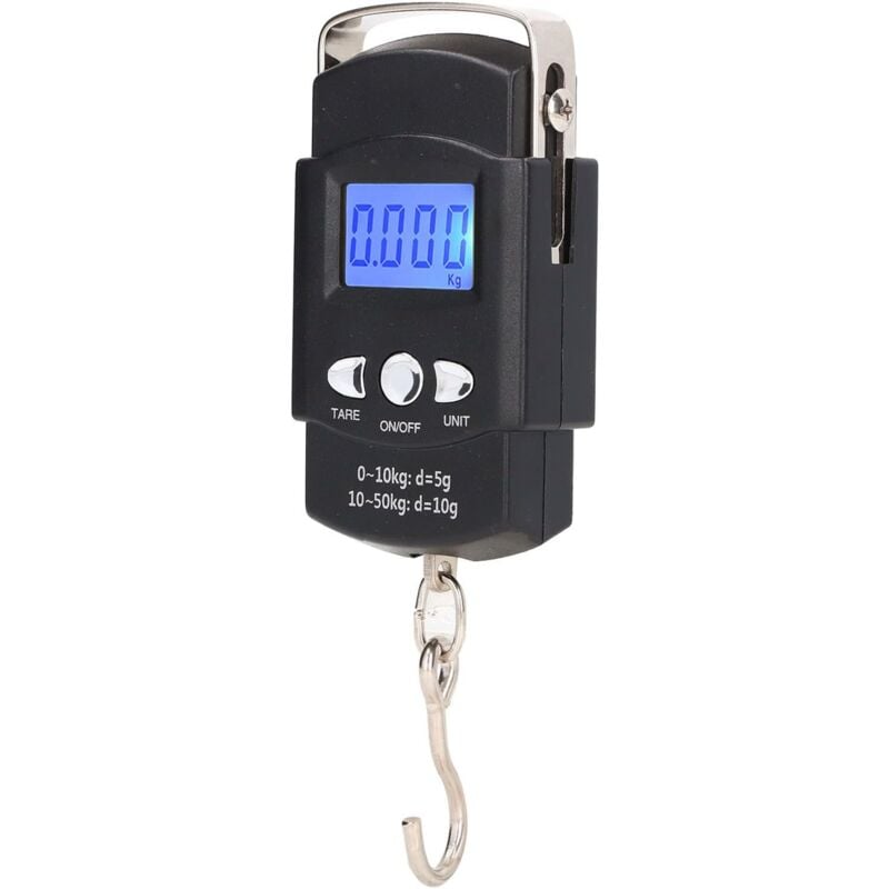 foto del prodotto bebusingoto bilancia elettronica a gancio, bilancia da pesca digitale lcd da 50 kg, con metro a nastro nascosto da 1 metro, per pesare bagagli,