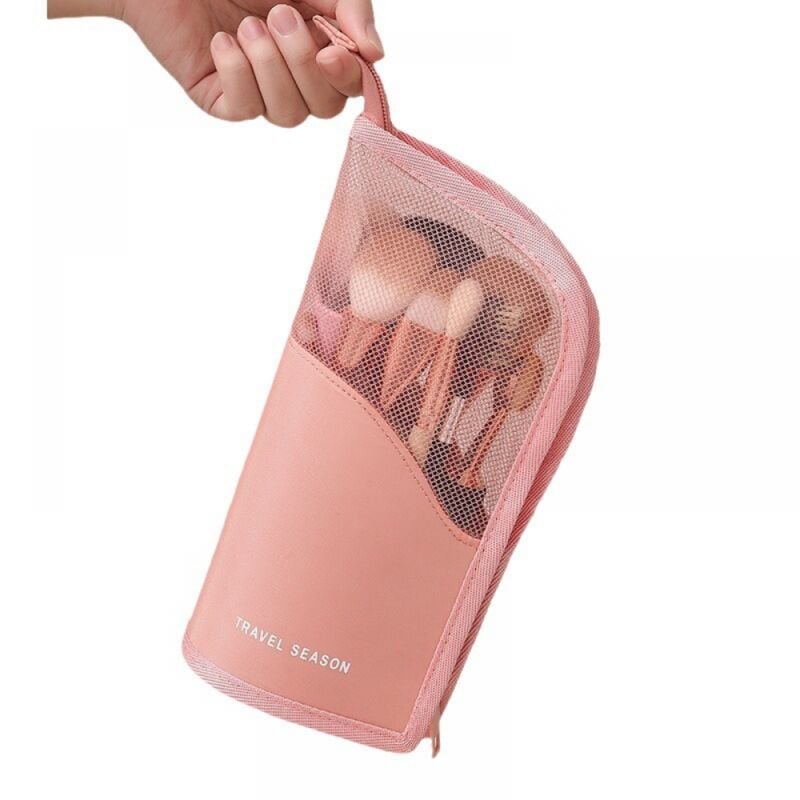 foto del prodotto bebusingoto borsa per il trucco impermeabile di grande capacit con finestra trasparente per matite per sopracciglia, pennelli, rossetti e fard