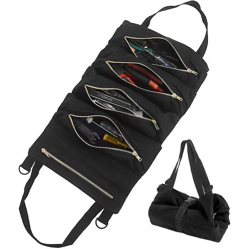 foto del prodotto bebusingoto borsa portautensili con 5 tasche con cerniera, borsa portautensili portatile in tela, rotolo portautensili